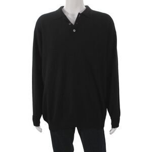 Daniel Bishop Mens 100% Cashmere Pullover Sweater Black Collared Size XL